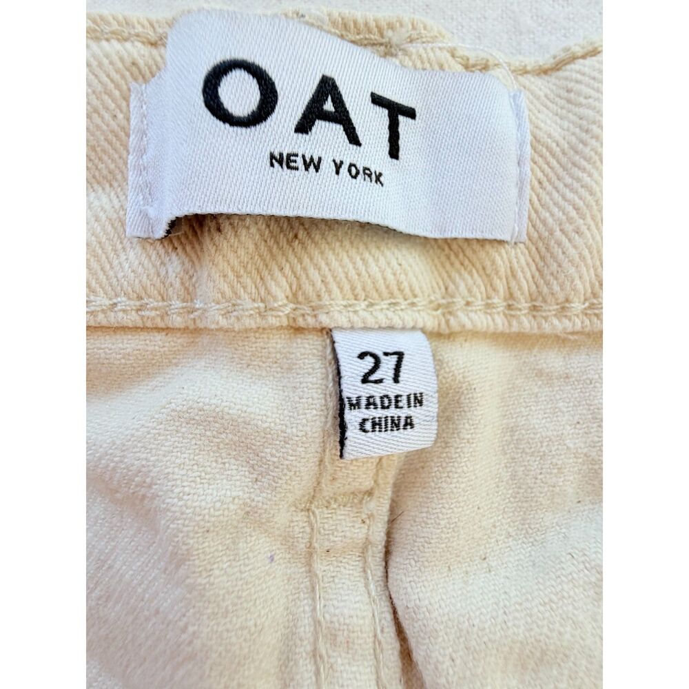 Oat New York Cream Button-Fly Distressed Denim Shorts - Size 27 / 4 - Picture 4 of 8